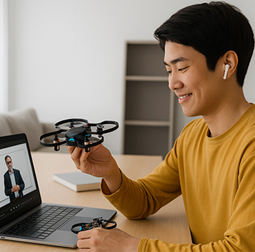 AI 드론을 학습 중인 학습자 이미지